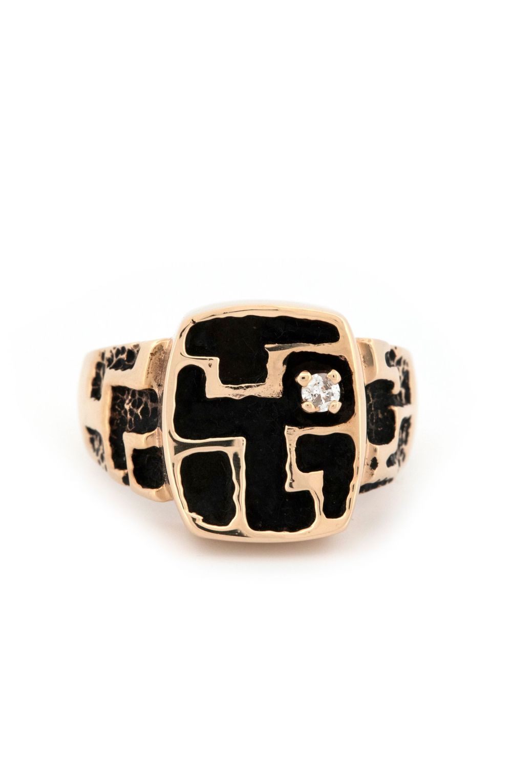 14k Yellow Gold Diamond "Segmented" Ring