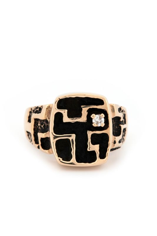 14k Yellow Gold Diamond "Segmented" Ring