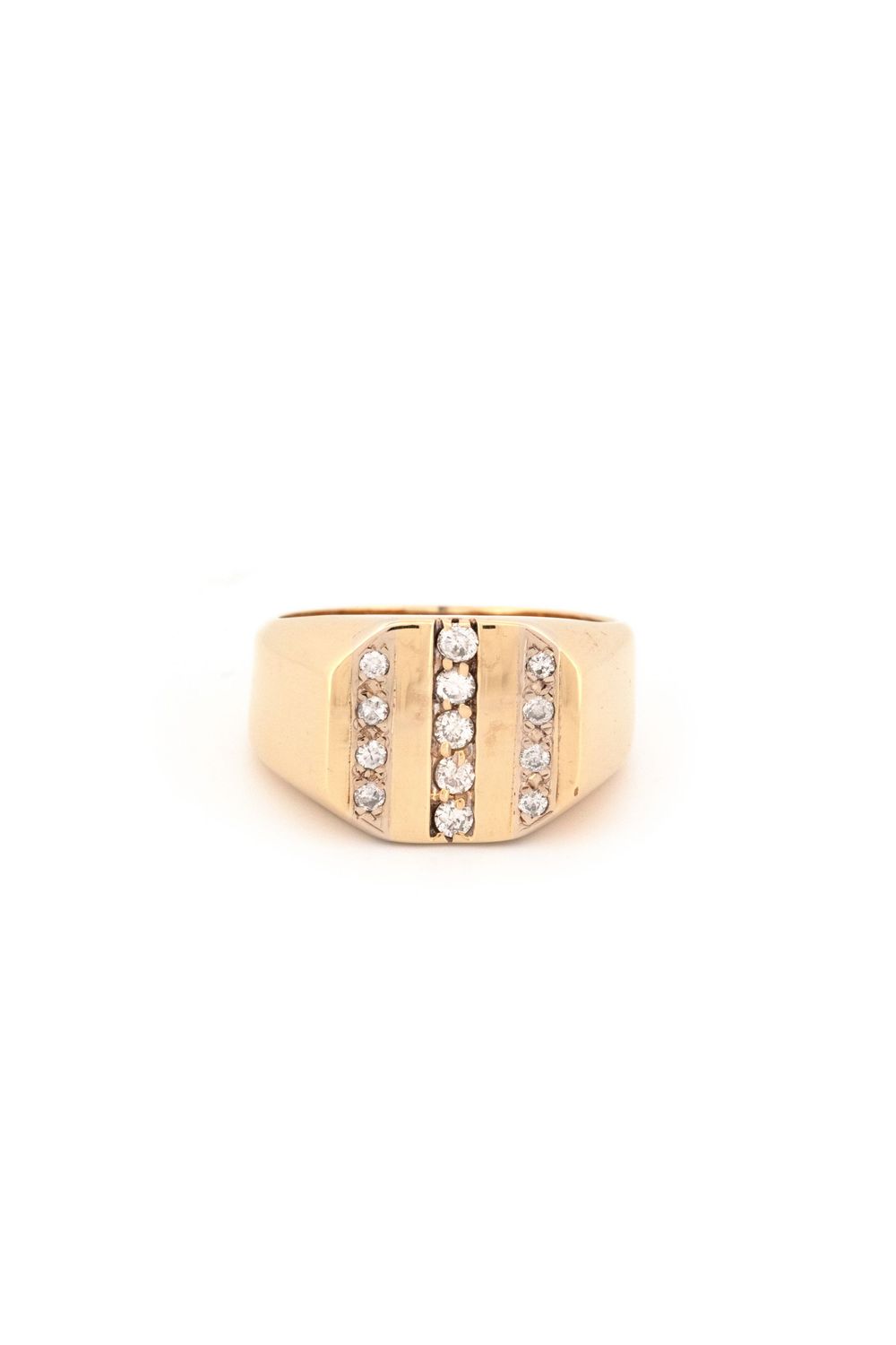 14k Yellow Gold  & Diamond Signet Ring