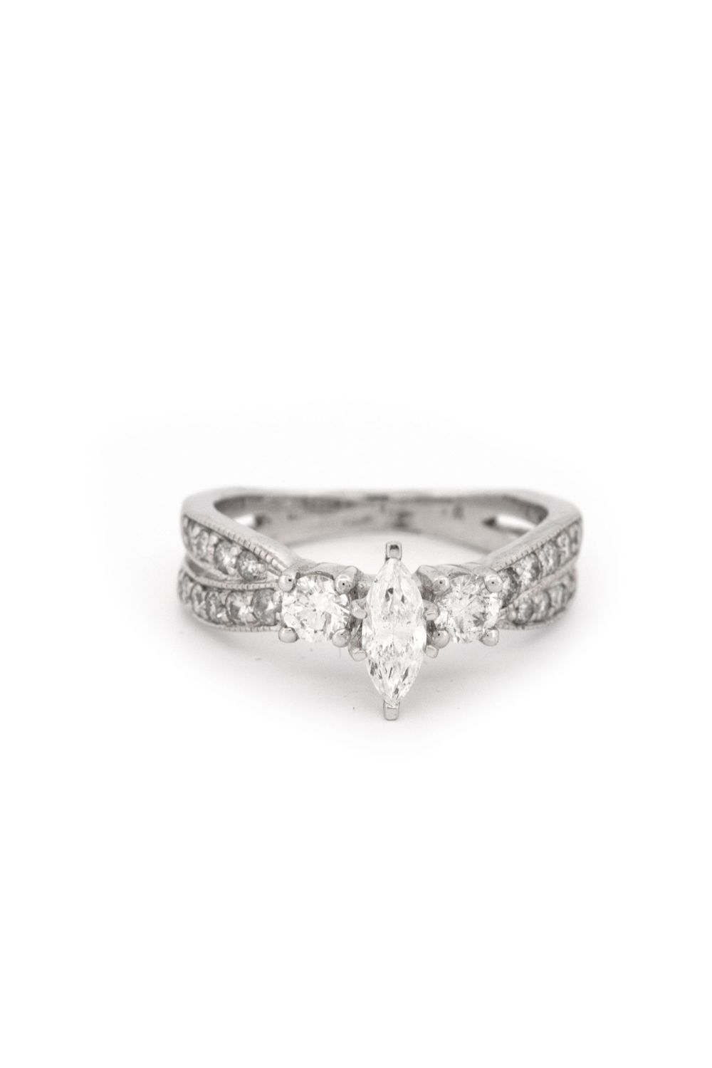14k White Gold & Marquise Diamond Ring