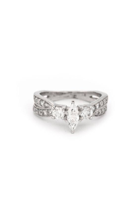 14k White Gold & Marquise Diamond Ring