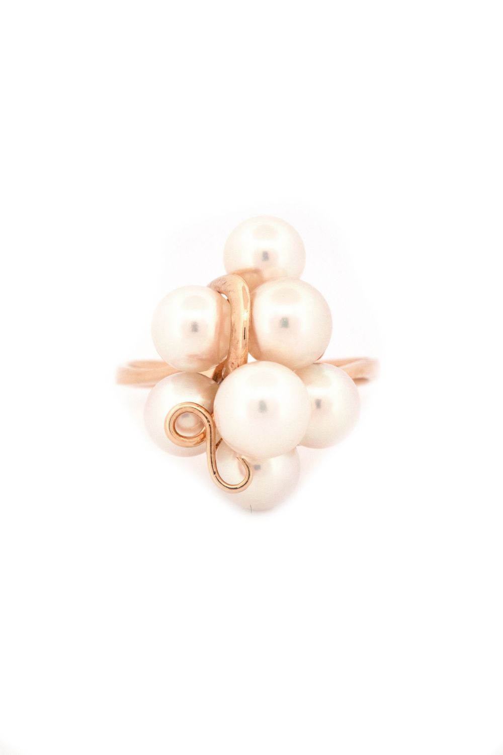 14k Yellow Gold & White pearl "Grape Cluster" Ring