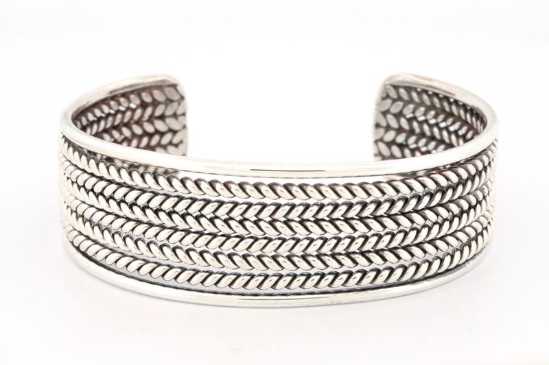 Sterling Silver Twisted Wire Wide Cuff