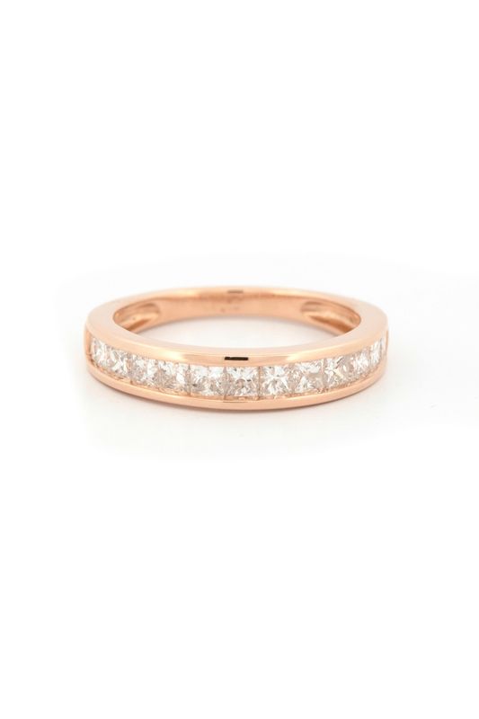 14k Rose Gold & princess Cut Diamond Ring
