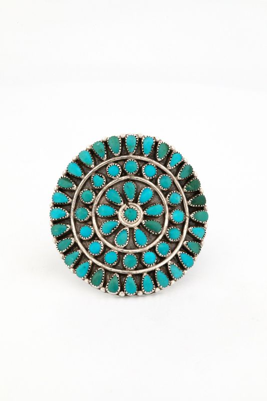 Petit point Silver Turquoise Ring