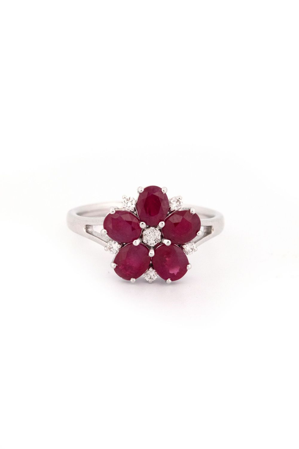 18k White Gold Ruby & Diamond Ring