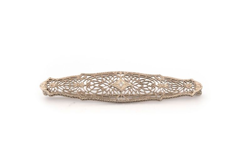 14k White Gold Brooch