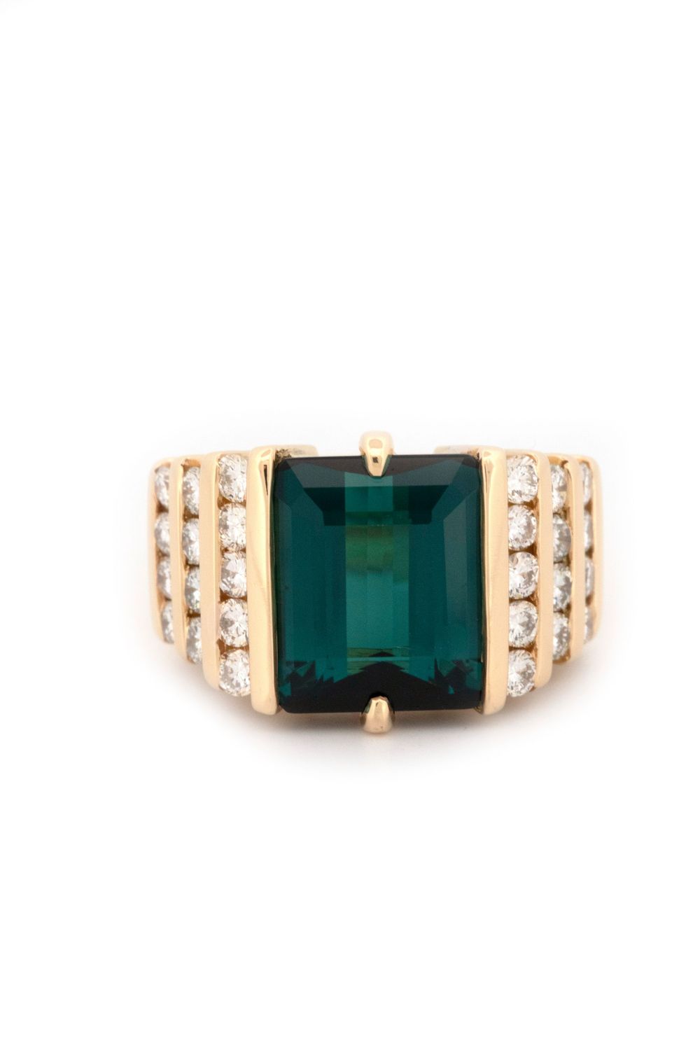 18k Yellow Gold, Indicolite Tourmaline & Diamond Ring