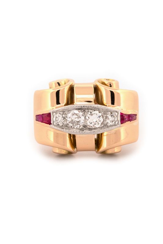 14k Yellow Gold Ruby & Diamond Ring