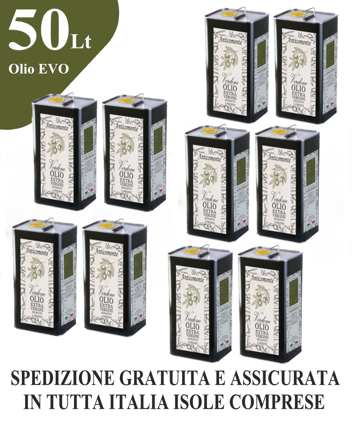 50 Lt - Latta OLIO Extravergine di oliva, OFFERTA 50 LITRI: 50L
