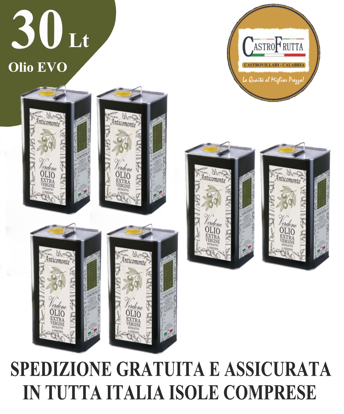 30 Lt - Latta OLIO Extravergine di oliva, OFFERTA 30 LITRI: 30L