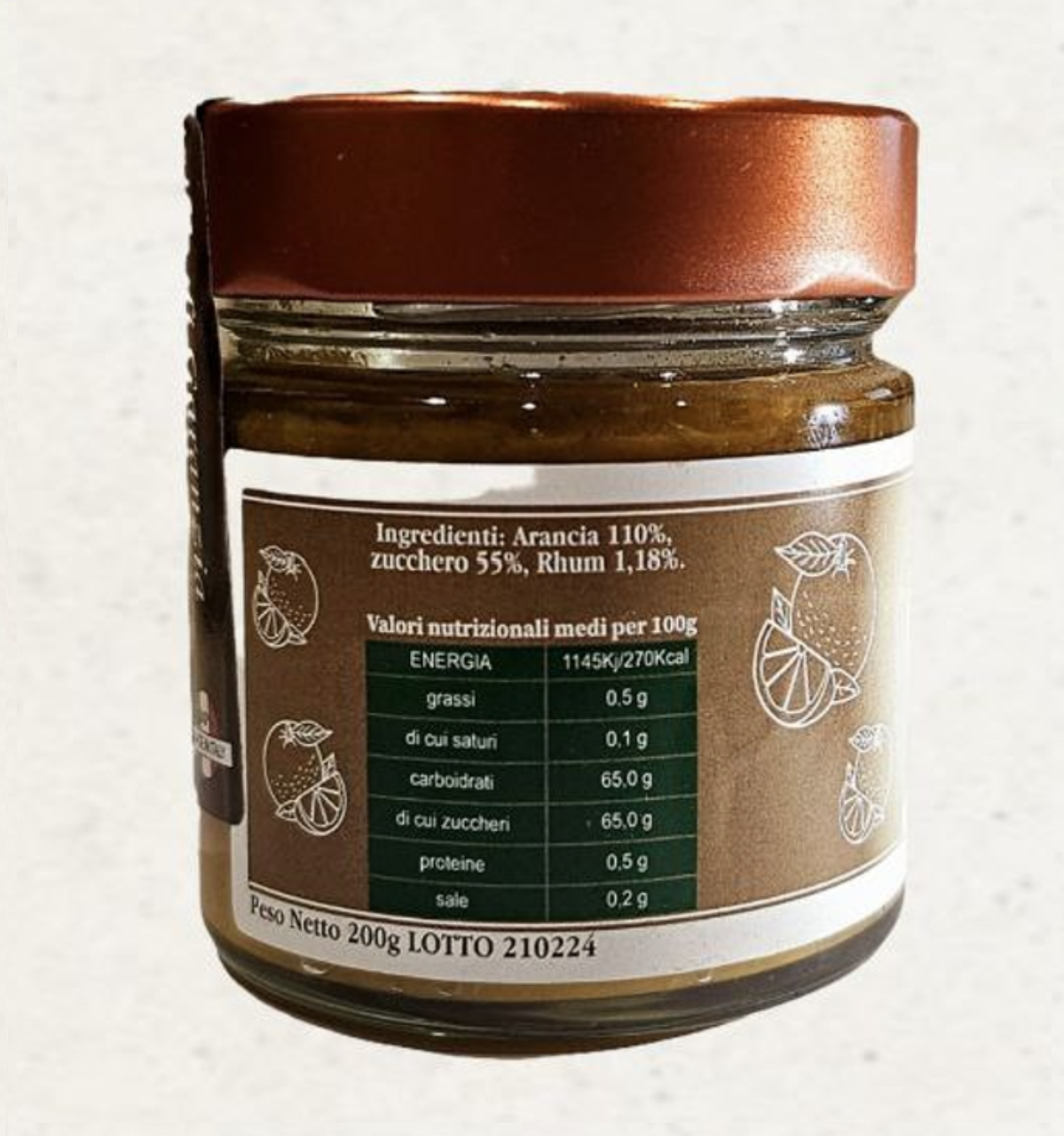 MARMELLATA ARANCE E RHUM - Prodotti Tipici Calabresi CASTROFRUTTA SAS