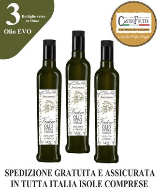 3 Bottiglie di OLIO Extravergine di oliva - Verdone  500ml