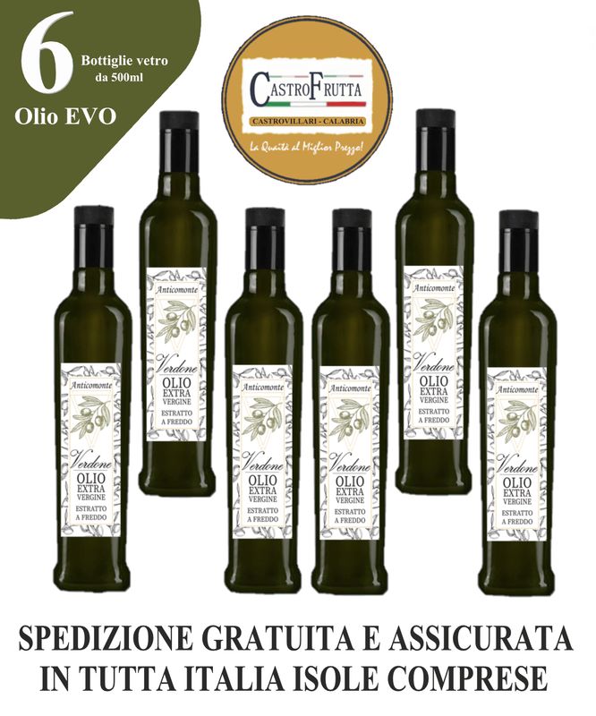 6 bottiglie di OLIO Extravergine di oliva - Verdone  500ml