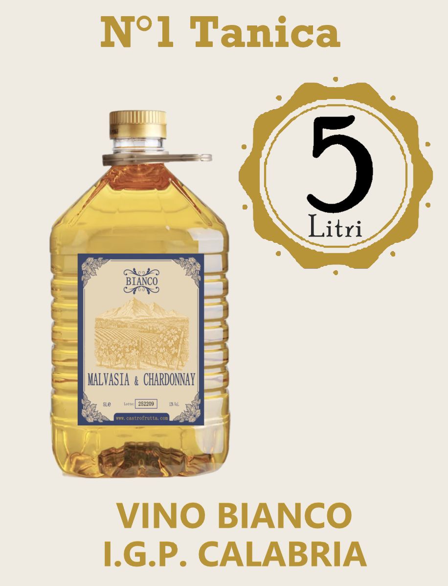 Vino Bianco - I.G.P. CALABRIA, Quantità: 1 Tanica  - 5 Litri