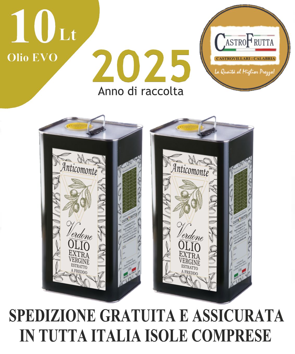 10 Lt - Latta OLIO Extravergine di oliva - ANNO 2025