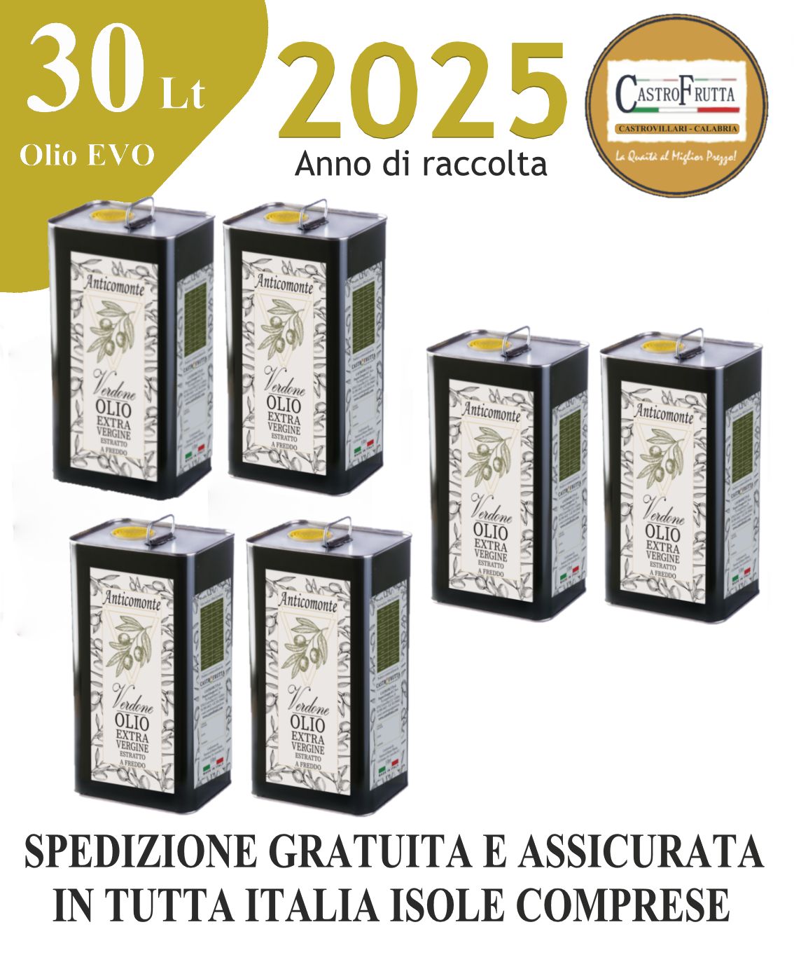 30 Lt - Latta OLIO Extravergine di oliva - ANNO 2025
