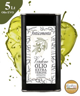 Latta in alluminio da 5Lt Olio Extra Vergine di Oliva "Anticomonte" estratto rigorosamente a freddo da monocultivar di olive autoctone "La Roggianella" - realizzato dalla Castrofrutta sas - Calabria - al costo di 60,00 €  Spedizione Gratuita in Tutta Italia Isole comprese