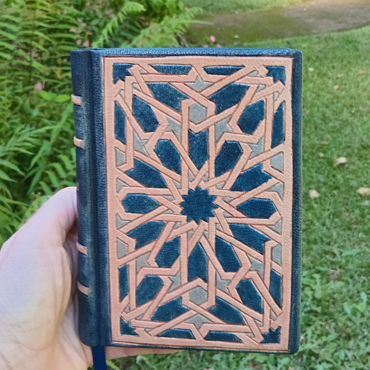 Coverdale Psalter, Handbound in Navy Blue Goatskin with geometrical design 