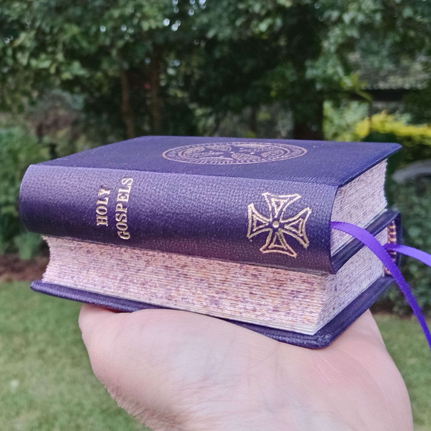 A7-sized Dos-à-dos Psalter and Gospels in Purple Goatskin with slipcase, Fr Lazarus Moore's translation