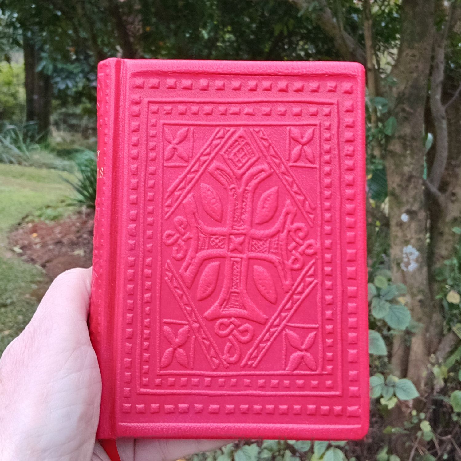 Leatherbound Book of Gospels, Red Goatskin, Fr Lazarus Moore translation