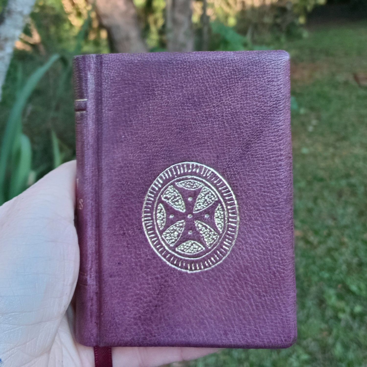 A7-sized Book of the Gospels translated by Fr Lazarus Moore, Burgundy Goatskin, with slip case