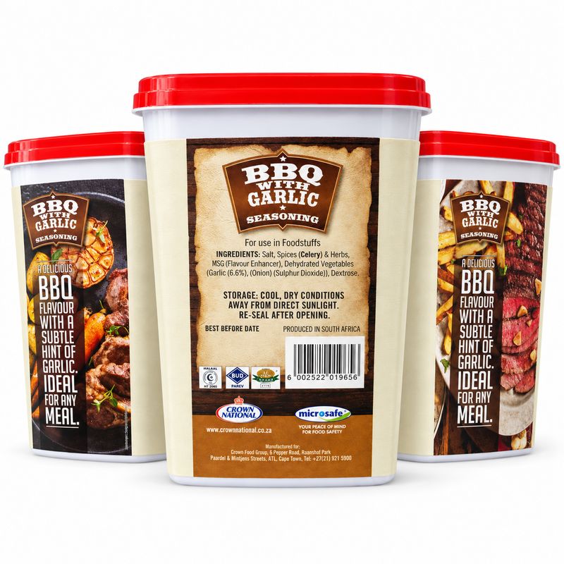 Crown National BBQ with Garlic Seasoning – 1kg Tub Crown National BBQ with Garlic Seasoning – 1kg Tub