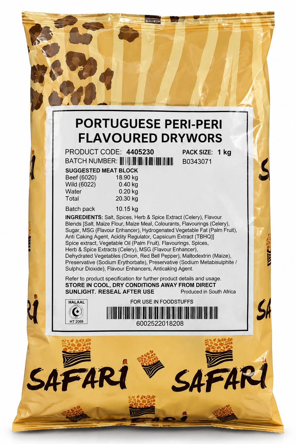 Safari Portuguese Peri-Peri Drywors Seasoning 1kg Safari Portuguese Peri-Peri Drywors Seasoning 1kg