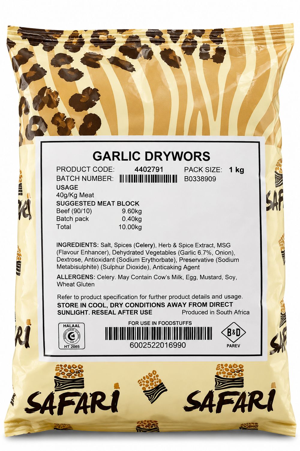 Crown National Safari Garlic Flavoured Drywors 1kg