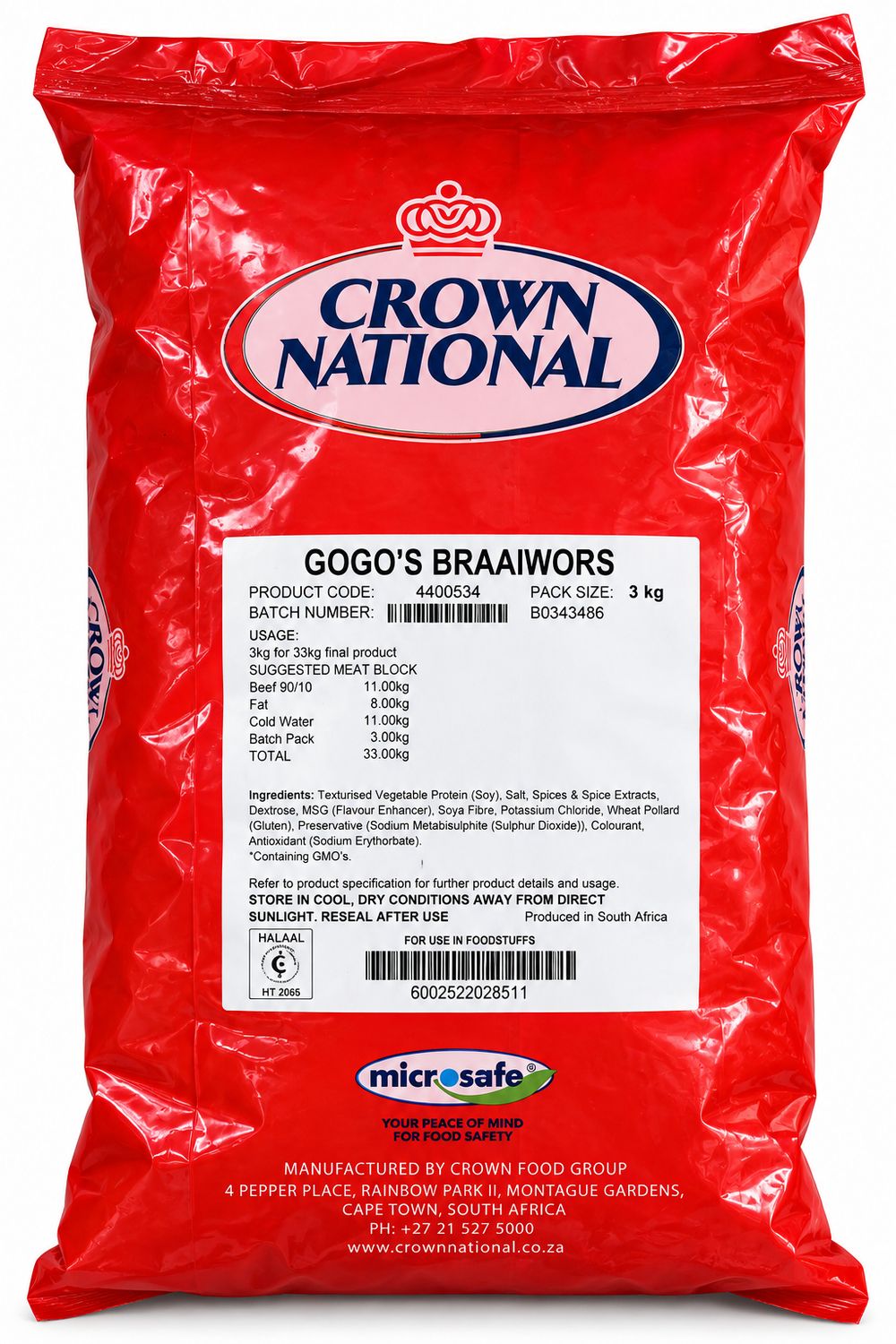 Crown National Gogo’s Braaiwors Seasoning – 3kg Crown National Gogo’s Braaiwors Seasoning – 3kg