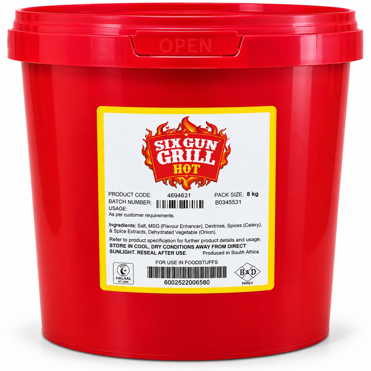 Six Gun Grill Hot Seasoning Bulk 8kg Bucket