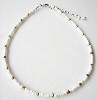 White &amp; Gold beaded necklace