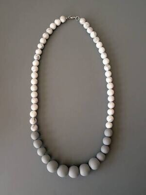 Milky white &amp; grey beaded necklace
