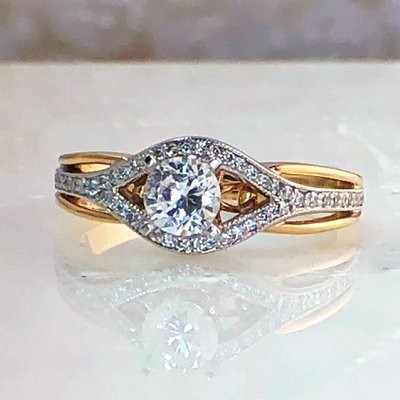 Rego 15651-01 14k Two-Toned .80cttw Diamond Engagement Ring Mounting (Center Diamond Not Included) (Clearance)