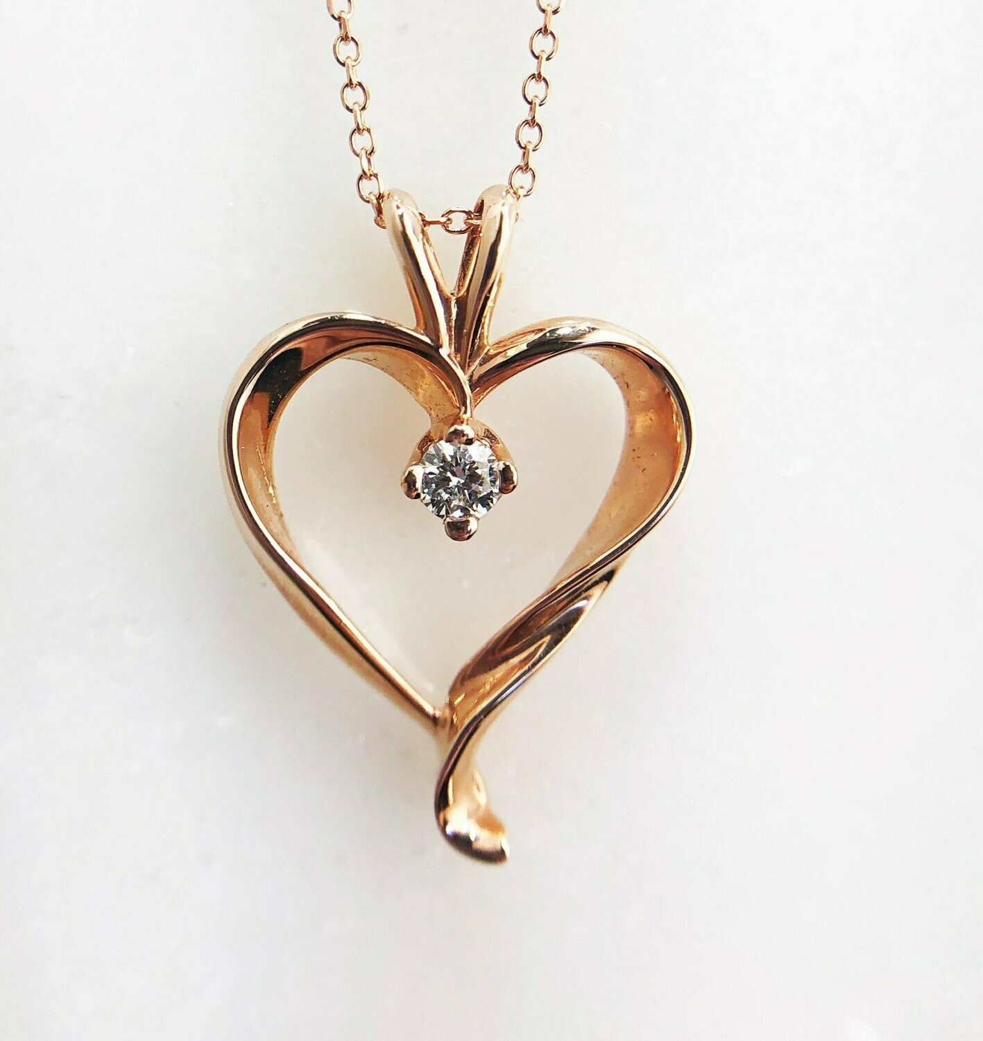 Grandeur P149K  14k Rose Gold Diamond Heart Necklace Grandeur P149K  14k Rose Gold Diamond Heart Necklace