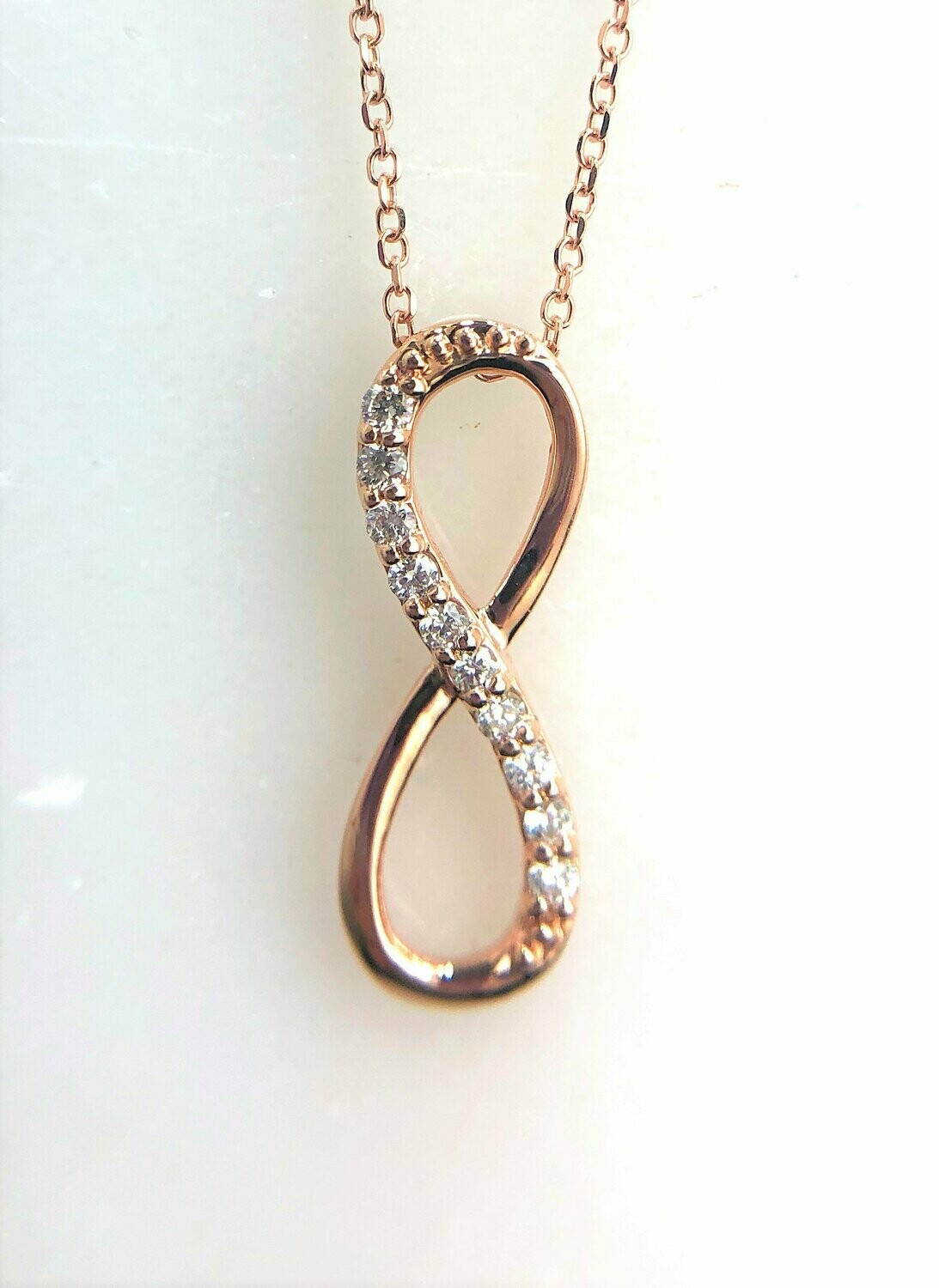 Grandeur P1348  14k Rose Gold Diamond Infinity Necklace