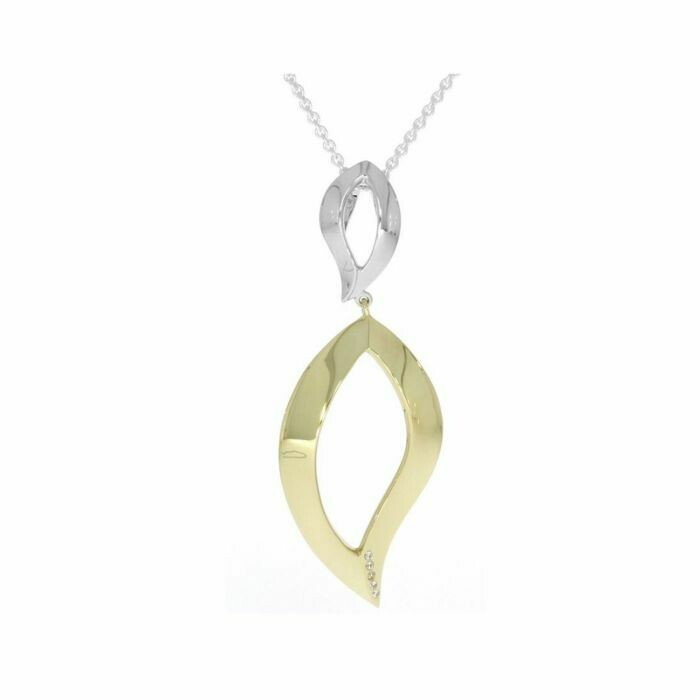 Breuning 32/03296 Sterling Silver/YGP Pendant with White Sapphires (Chain not included)