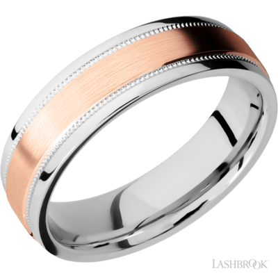 Lashbrook CC6FGEW2UMIL13C/14R  Cobalt Chrome Gent's Band with 14k Rose Gold Inlay