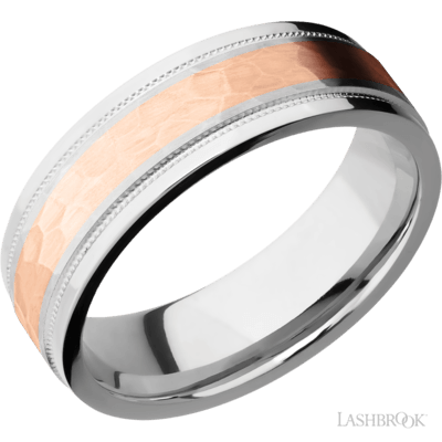 Lashbrook CC7.5FGEW2UMIL13/14KR  Cobalt Chrome Gent's Band with 14k Rose Gold Inlay