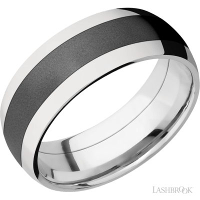 Lashbrook CCPF8D14/ZIRCONIUM  Cobalt Chrome Gent's Band with Black Zirconium Inlay