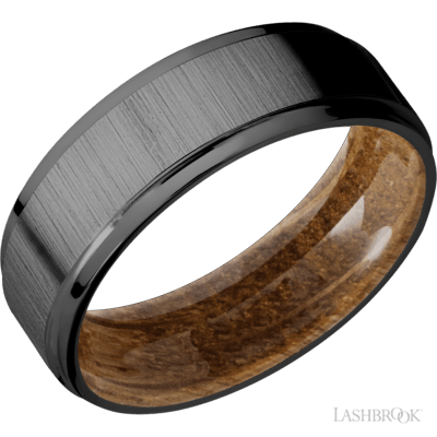 Lashbrook HWSLEEVEZ8FGE  Black Zirconium Band with Whiskey Barrel Hardwood Sleeve