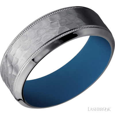 Lashbrook TA8HB2UMIL  Tantalum Hammered Band with Stone Blue Sleeve
