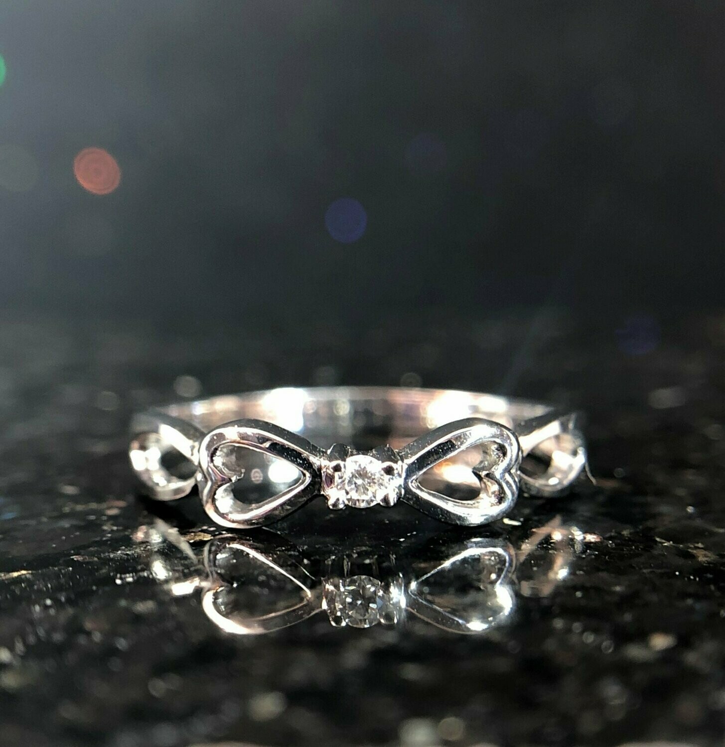 Rego 2162-11  10k White Gold Diamond Double Heart Ring