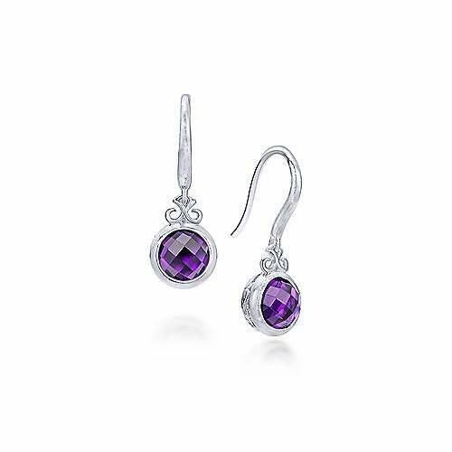 Gabriel EG11670SVJAM  Sterling Silver Amethyst Drop Earrings