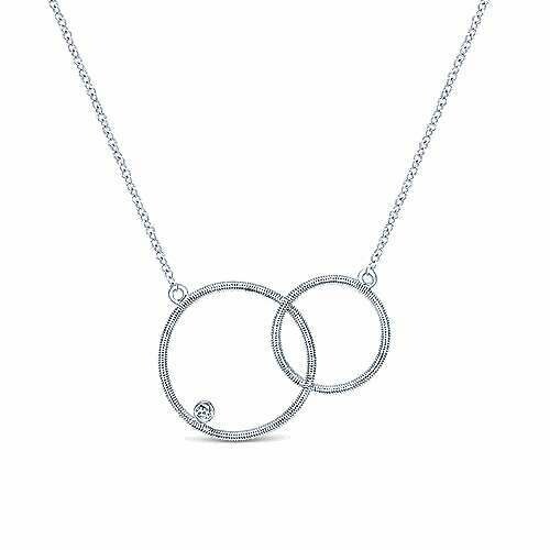 Gabriel NK3781SV5JJ  Sterling Silver Double Loop Diamond Necklace