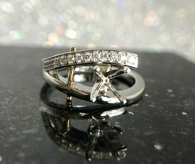 Wilkerson B279845  14k White Gold Diamond Engagement Mounting with Yellow Gold Bar (Sale Priced)