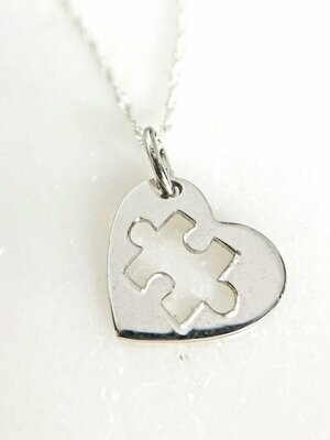 Silver Secrets P17-190 Sterling Silver Autism Puzzle Heart Pendant
Clearance Priced) (Chain not included)