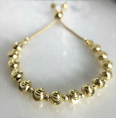CG SS-3621 Sterling Silver/Yellow Gold Plated D/C Bead Bola Bracelet