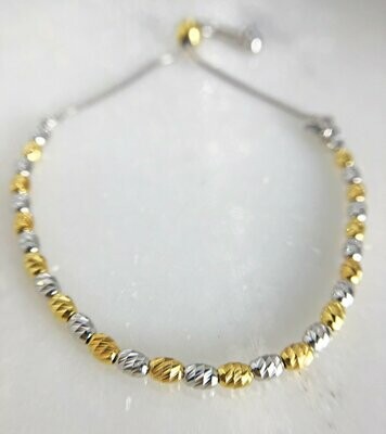 CG SS-3623 Sterling Silver/Yellow Gold Plated D/C Bead Bola Bracelet