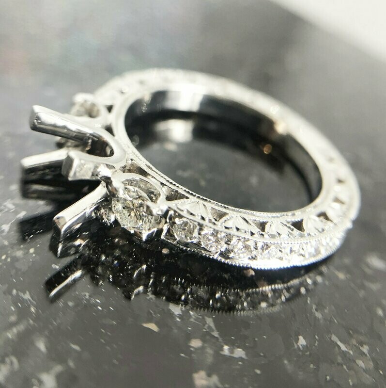 Mastini MAS003  14k White Gold 1/2cttw diamond engagement mounting - CLEARANCE!!!